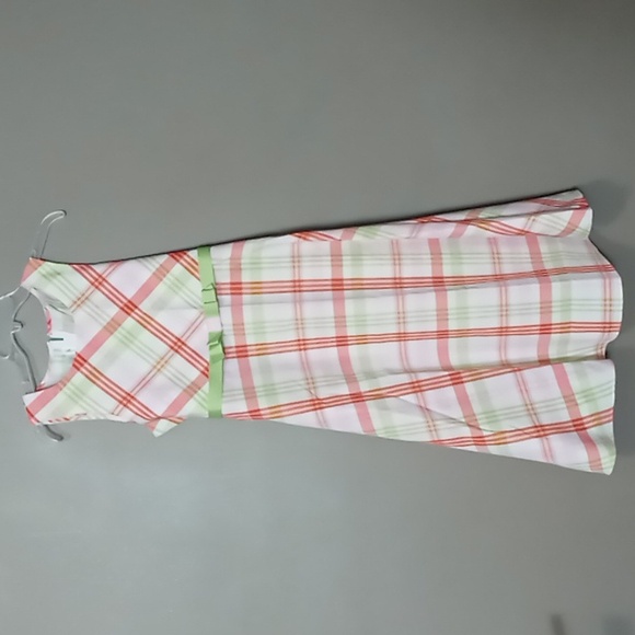 Bonnie Jean Other - Bonnie Jean Spring Plaid Dress w Front Ribbon Bow Size 16 1/2 Junior
